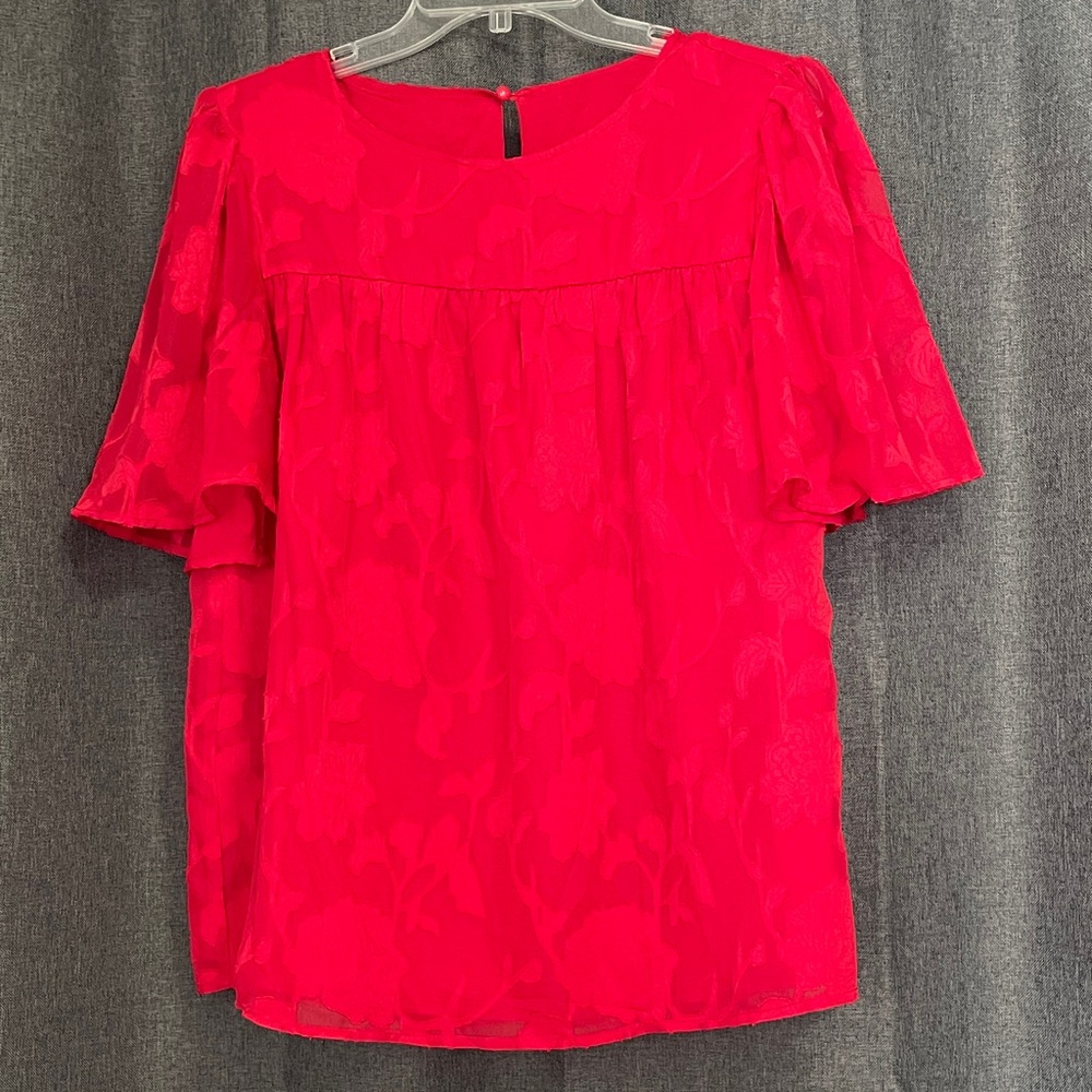 Women’s Red Floral Jacquard Blouse